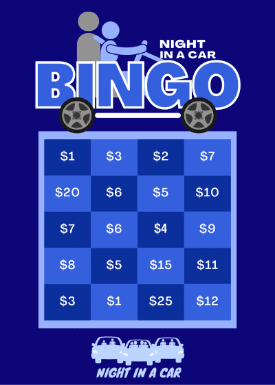NIGHT IN A CAR BINGO CARD 1